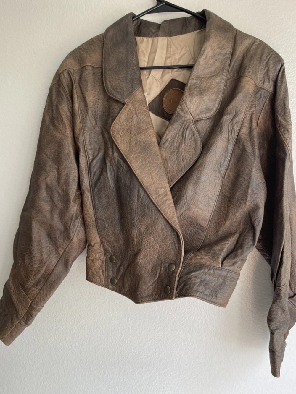 Vintage Jess Genuine Brown Leather Bomber Jacket Brown Mexico Made Women’s Sz M